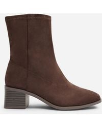 Where's That From - Wheres Fioren Square Low Block Heel Stretch Ankle Sock Boot - Lyst