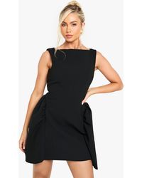 Boohoo - Slash Neck Full Skirt Mini Dress - Lyst