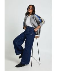 Boohoo - Petite High Waist Front Pocket Wide Leg Jean - Lyst