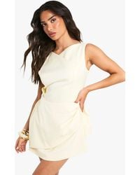 Boohoo - Petite Tailored Cowl Detail Wrap Mini Dress - Lyst