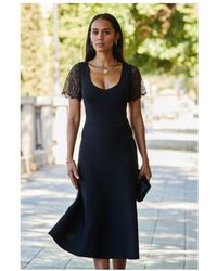 Sosandar - Lace Sleeve Detail Knitted Dress - Lyst