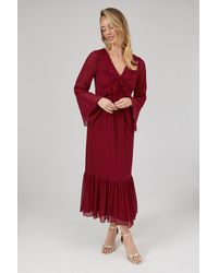 Debut London - By Coast Kimono Sleeve Tiered Hem Georgette Midi Dress - Lyst
