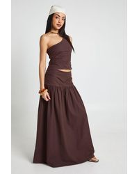 Boohoo - Linen Look One Shoulder Top & Maxi Skirt - Lyst