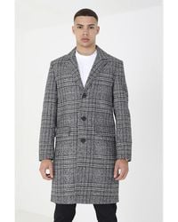 Brave Soul - 'Augustine' Checked Single Breasted Formal Coat Polyester/Wool - Lyst