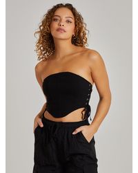 Pink Vanilla - Cargo Side Lace Up Corset Bandeau Top - Lyst