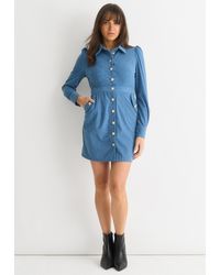 Gini London - Corduroy Mini Shirt Dress - Lyst