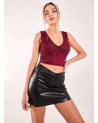 Pink Vanilla - V Neck Lace Crop Top - Lyst