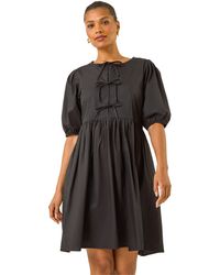 Roman - Tie Front Smock Dress - Lyst