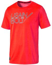 PUMA - Usain Bolt Logo Tee Neon T-Shirt Casual Training Top - Lyst