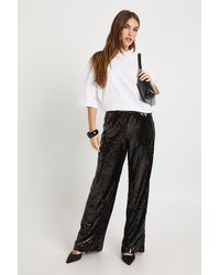 Boohoo - Low Rise Drawcord Waistband Sequin Trouser - Lyst