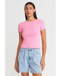 Dilvin - Slim Fit Cotton Crop T-Shirt - Lyst