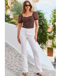 Sosandar - Ditsy Print Sweetheart Neckline Top Denim - Lyst