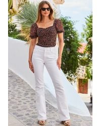 Sosandar - Ditsy Print Sweetheart Neckline Top Denim - Lyst