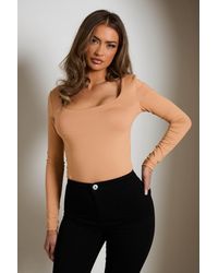 Femme Luxe - Scoop Neck Long Sleeve Soft Touch Fitted Bodysuit - Lyst