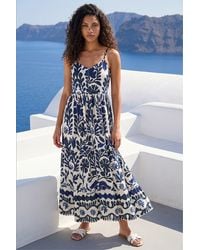 Roman - Petite Print Strappy Button Midi Dress - Lyst