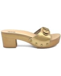 Scholl - 'Pescura Ibiza' Leather Heeled Wooden Sandal - Lyst
