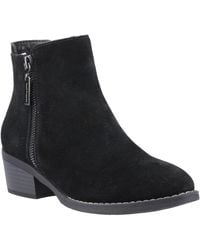 Hush Puppies - Ingrid Damen Wildleder Schwarze Stiefeletten Mit Absatz - Lyst