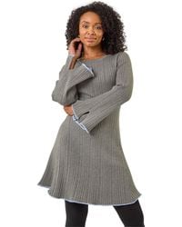 Roman - Petite Contrast Trim Knit Dress - Lyst