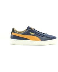 PUMA - Basket Classic Mmq Navy Blue Low Lace Up Trainers 355551 01 Leather - Lyst