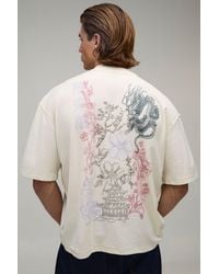 BoohooMAN - Oversized Boxy Dragon Print Exposed Seams T-Shirt Cotton - Lyst