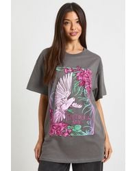 Boohoo - Fleetwood Mac Bird License Oversized Printed T-Shirt - Lyst
