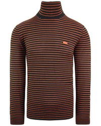 Lacoste - Striped Golf Black Sweater Wool - Lyst