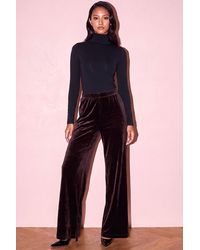 Roman - Petite Wide Leg Velvet Stretch Trouser - Lyst