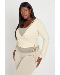 Boohoo - Plus Contrast Wrap Detail Long Sleeve Top - Lyst