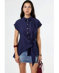Busem - Textured Woven Blouse With Tie Detail - Lyst