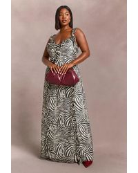 Boohoo - Plus Zebra Chiffon Strappy Ruffle Maxi Dress - Lyst