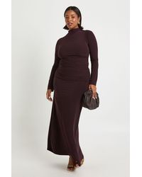 Boohoo - Plus Ruched Long Sleeve Top And Column Skirt - Lyst