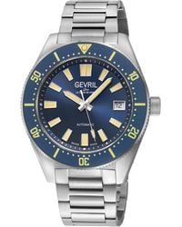 Gevril - Mariner Row Automatic, Ss Case, Bezel, Dial, 316L Stainless Steel Satin Bracelet Watch - Lyst