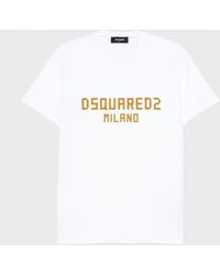 DSquared² - Milano Logo T-Shirt Print Ochre Cotton - Lyst