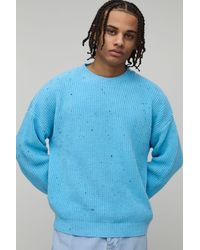 BoohooMAN - Relaxed Boxy Marl Jacquard Knitted Jumper - Lyst