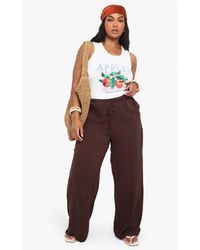 Boohoo - Plus Cheesecloth Wide Leg Beach Trousers - Lyst