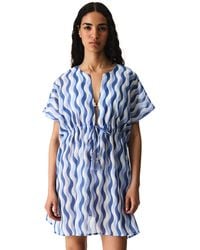 Penti - Oversized Woven Cotton Geometric Beach Kaftan - Lyst