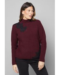 Wallis - Lace Detail Rib Neck Jumper - Lyst