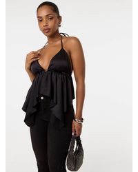 Pink Vanilla - Diamante Satin Halter Top - Lyst