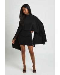 Boohoo - Cape Sleeve Bodycon Mini Dress - Lyst