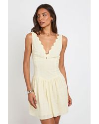 Boohoo - Tall Broderie Scalloped Neck Corset Mini Dress - Lyst