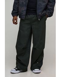 BoohooMAN - Plus Elasticated Waist Oversized Hem Popper Trousers - Lyst