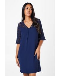 Wallis - Petite Lace Ruffle Sleeve Shift Dress - Lyst