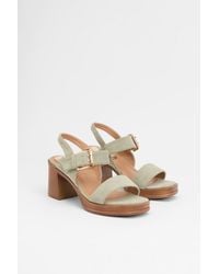 Good for the Sole - Lessie Faux Suede High Block Heel Strap Sandals - Lyst