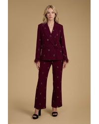 Oasis - Petite Feather Cuff Jewelled Blazer - Lyst