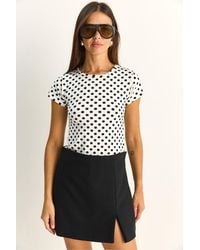 Bianco Lucci - Polka Dot Crew Neck Crop T-Shirt - Lyst