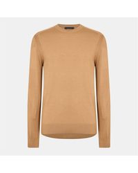 BOSS - Crew Neck Ribbed Collar Long Sleeve Sweater - Lyst