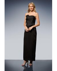 Oasis - Satin Bow Front Bandeau Midi Dress - Lyst