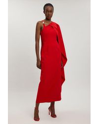 Karen Millen - Compact Viscose Asymmetric Detail Maxi Dress - Lyst