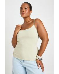 Boohoo - Plus Second Skin Strappy Square Neck Vest Top - Lyst