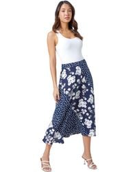 Roman - Mixed Floral Spot Print A Line Midi Skirt - Lyst
